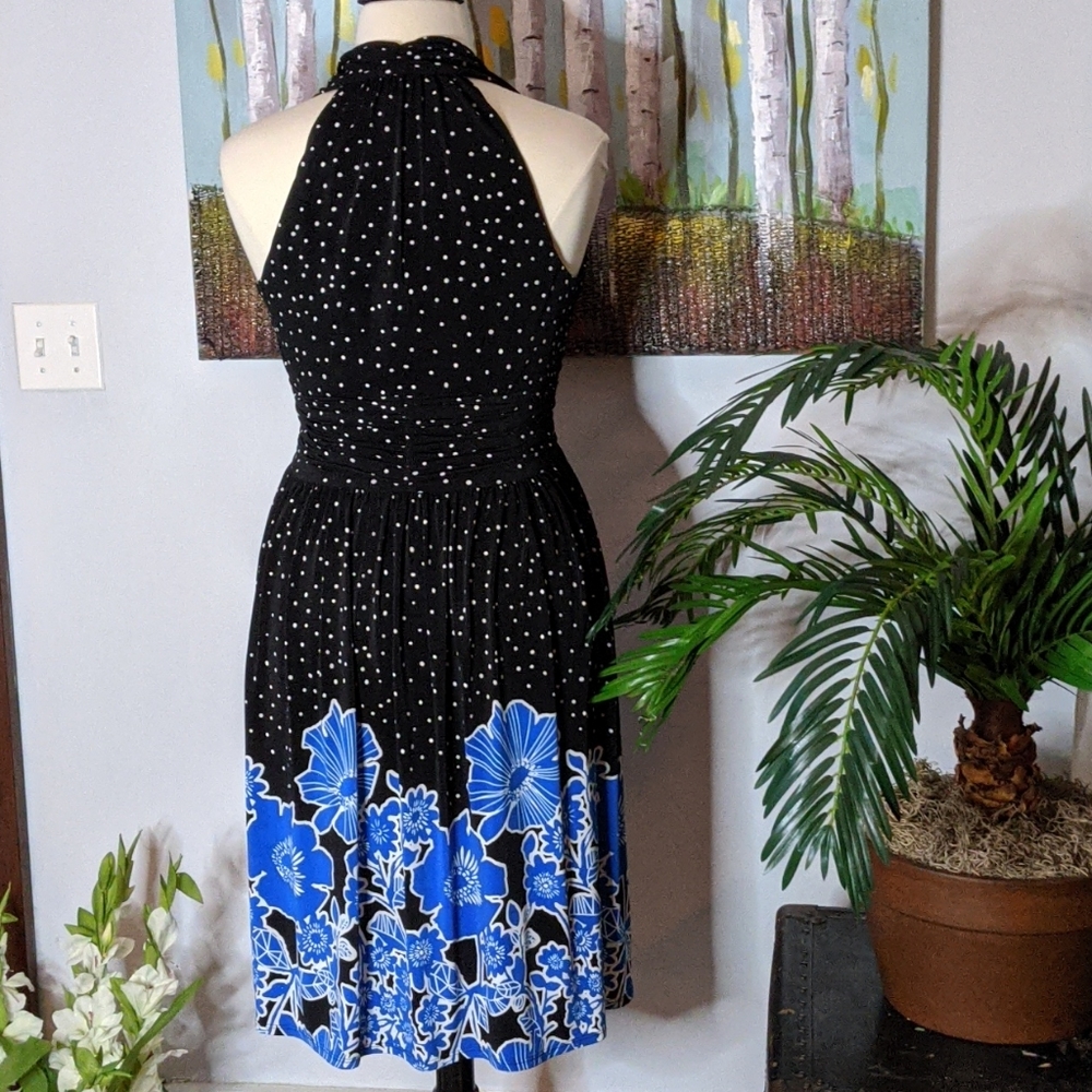 Evan Picone Black and Blue Halter Dress - Picture 8 of 10